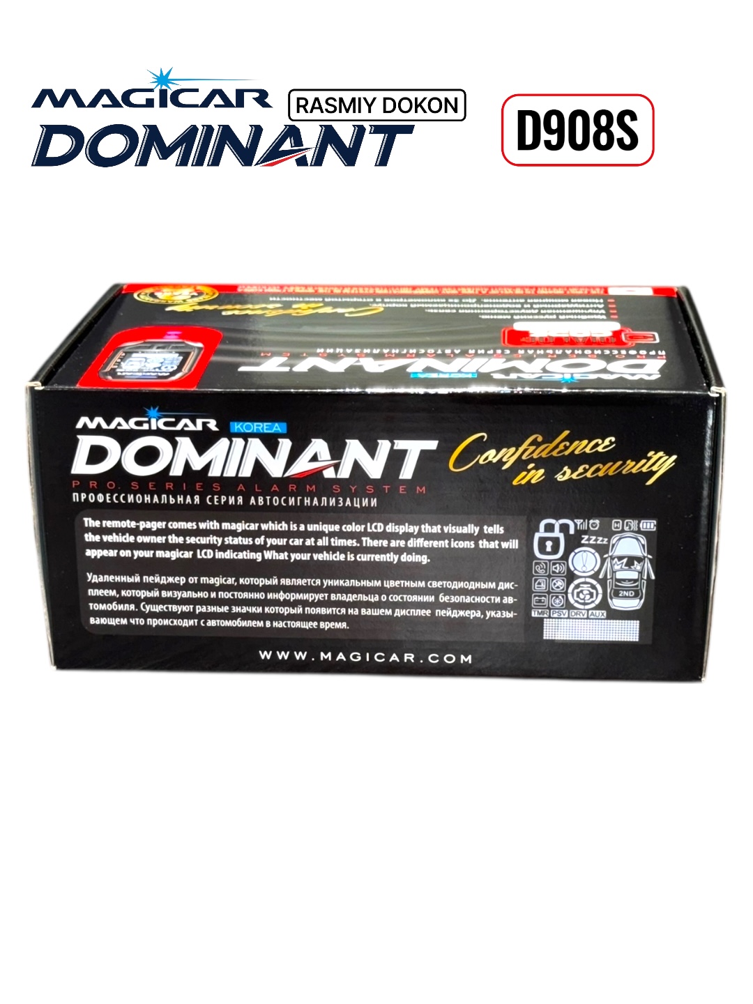 Avtomobil signalizatsiyasi Dominator Magicar, masofadan boshqarish pulti bilan, D908S