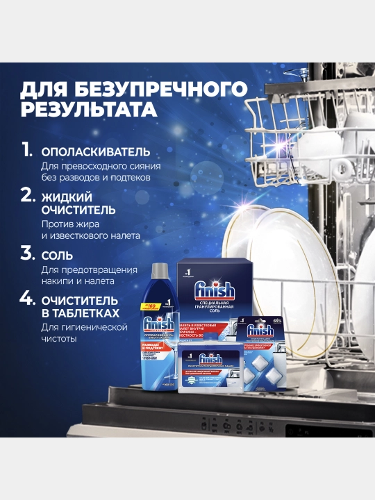Ополаскиватель Finish для посуды в посудомоечных машинах, Блеск и Защита, 750 мл
