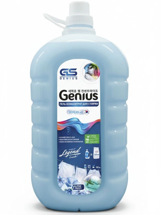 Genius kir yuvish geli, 5 l, oq, qora, rangli, bolalar va umumiy maqsadlar uchun, - 