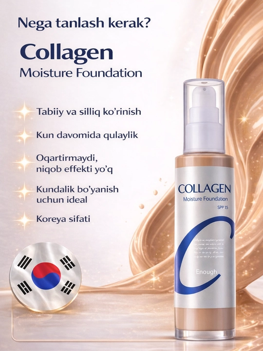 Yuz uchun tonal krem, namlantiruvchi krem, kollagenli krem, Collagen, SPF15