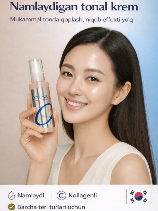 Yuz uchun tonal krem, namlantiruvchi krem, kollagenli krem, Collagen, SPF15