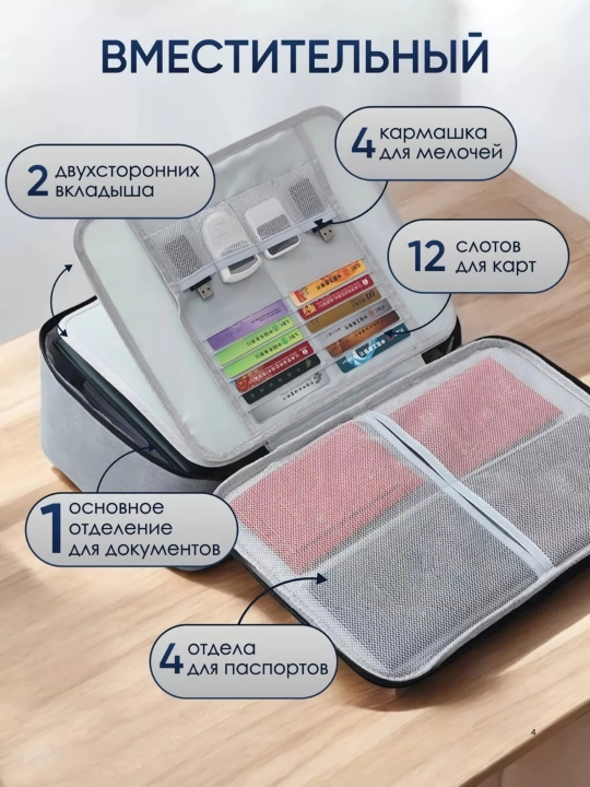 Органайзер для документов, A4, с кодовым замком, 3 и 5 слоёв, защитный кейс