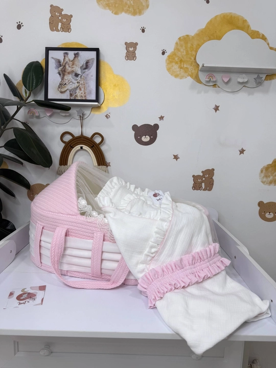 Yangi tug‘ilgan chaqaloqlar uchun  belanchak, savat+ yopinchiq konvert - 