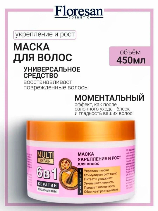 Ф-791 Маска для укрепления и роста волос "Multi repair" 6в1 450 мл - 