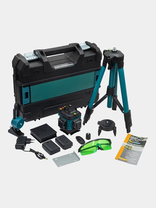 Lazer darajasi 4D, daraja, 360 daraja, 16 qator, tripod va ikkita batareya bilan