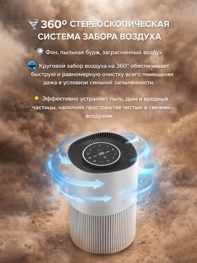 Havo tozalagich PJ10, HEPA H13, 50-60m², 402m3/H CADR, 28db past shovqin telefonga ulanadi 2