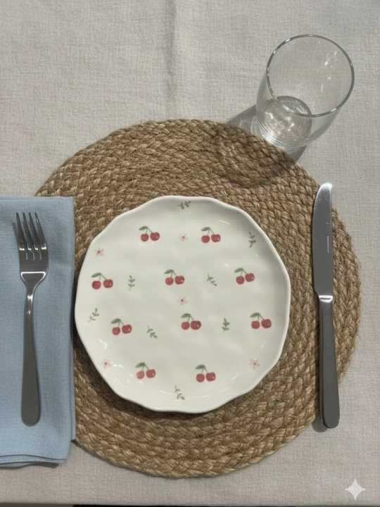 Mayin naqshli, Pinterest stilidagi dizaynerlik keramik tarelka, 20 sm, 1 dona