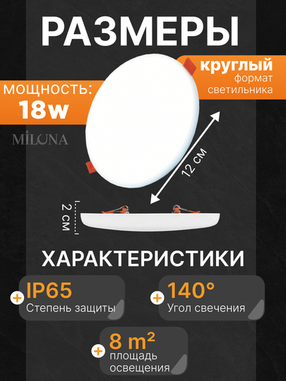 Лед панель светодиодная, встраиваемый, безрамочный, 2-48W