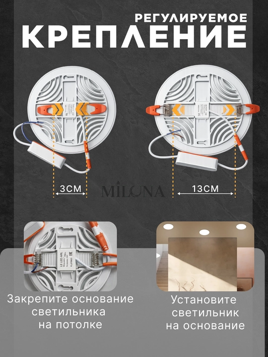 Лед панель светодиодная, встраиваемый, безрамочный, 2-48W