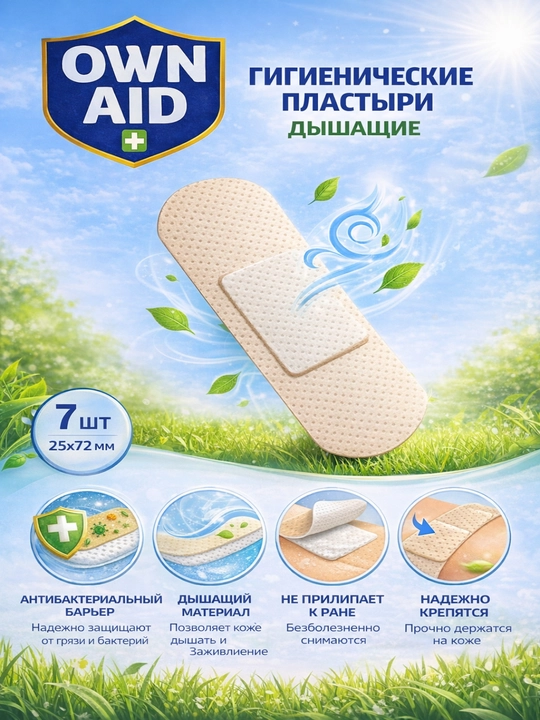 Gigienik plastirlar OWN AID, 25*72 mm, 7 dona