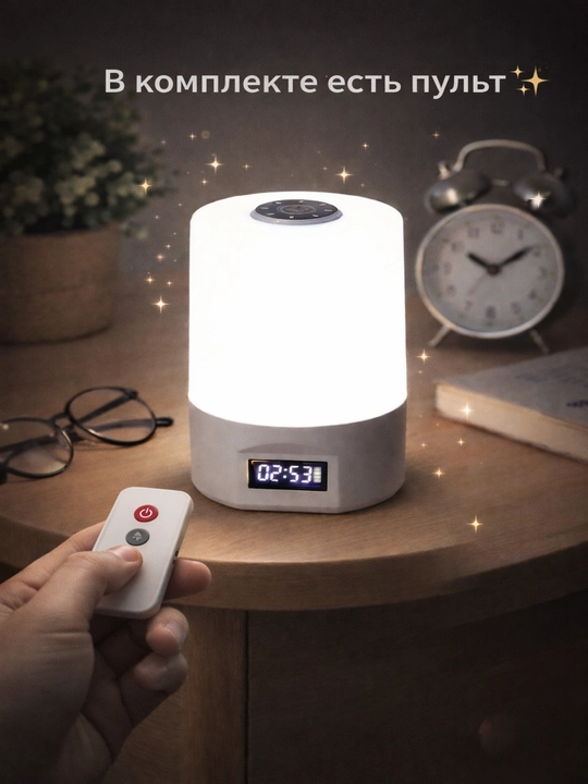 Настольная LED лампа с часами - 