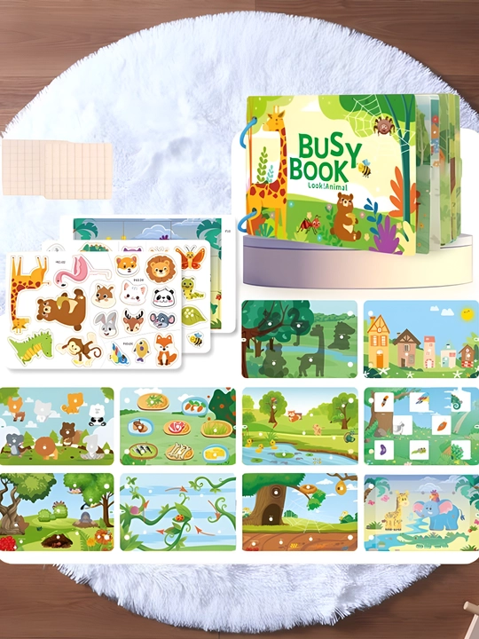 Busy Book – Interaktiv rivojlantiruvchi kitob (Hayvonlar va Alifbo)
