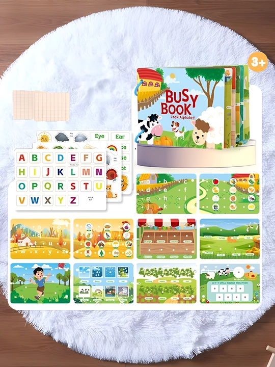 Busy Book – Interaktiv rivojlantiruvchi kitob (Hayvonlar va Alifbo)