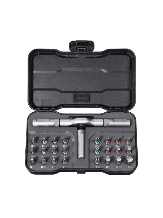Treshotkali universal asboblar to‘plami — HEX TORX PH SL bitlar, 25+ dona, quti bilan
