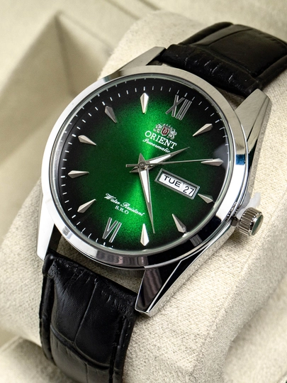 Orient Quartz Classic — мужские кварцевые часы (день/дата) — MICRO1-ORIENT50-ТЕМНЗЕЛ
