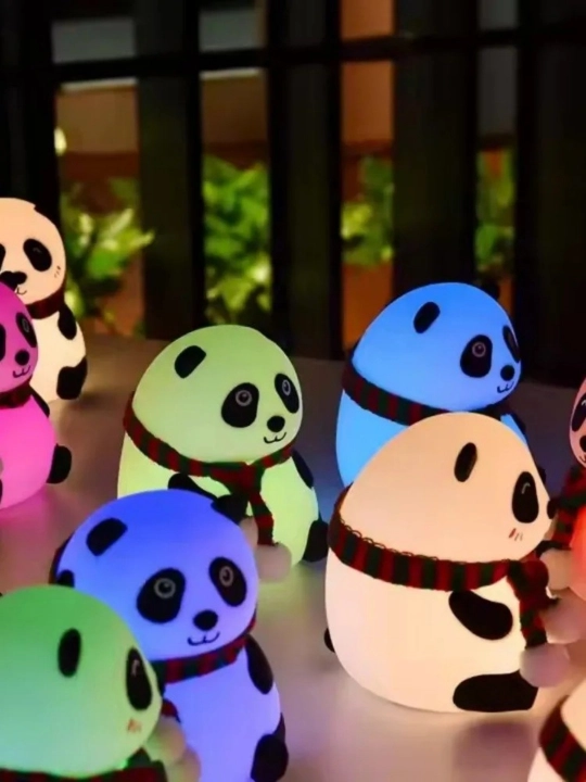 Panda silikon tungi chiroq, RGB LED orqa chiroq 2121 va zaryadlanadigan batareya, oq