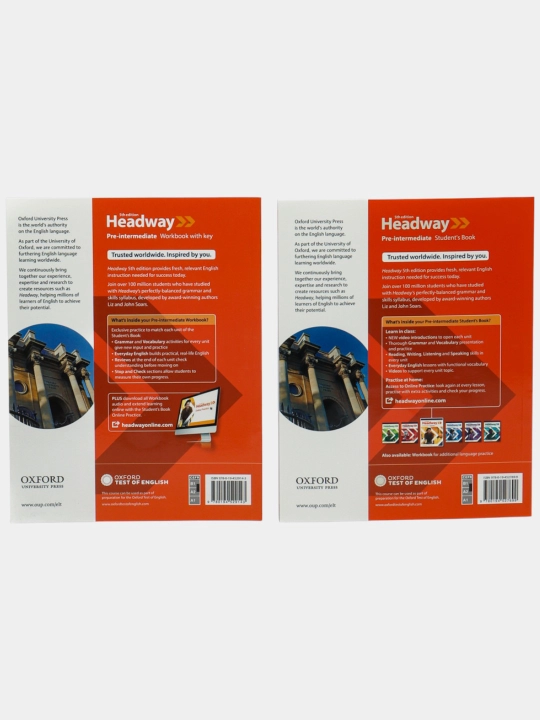 Headway Beginner, Elementary, Pre-intermediate Studentbook-Workbook 5th edition 190x260