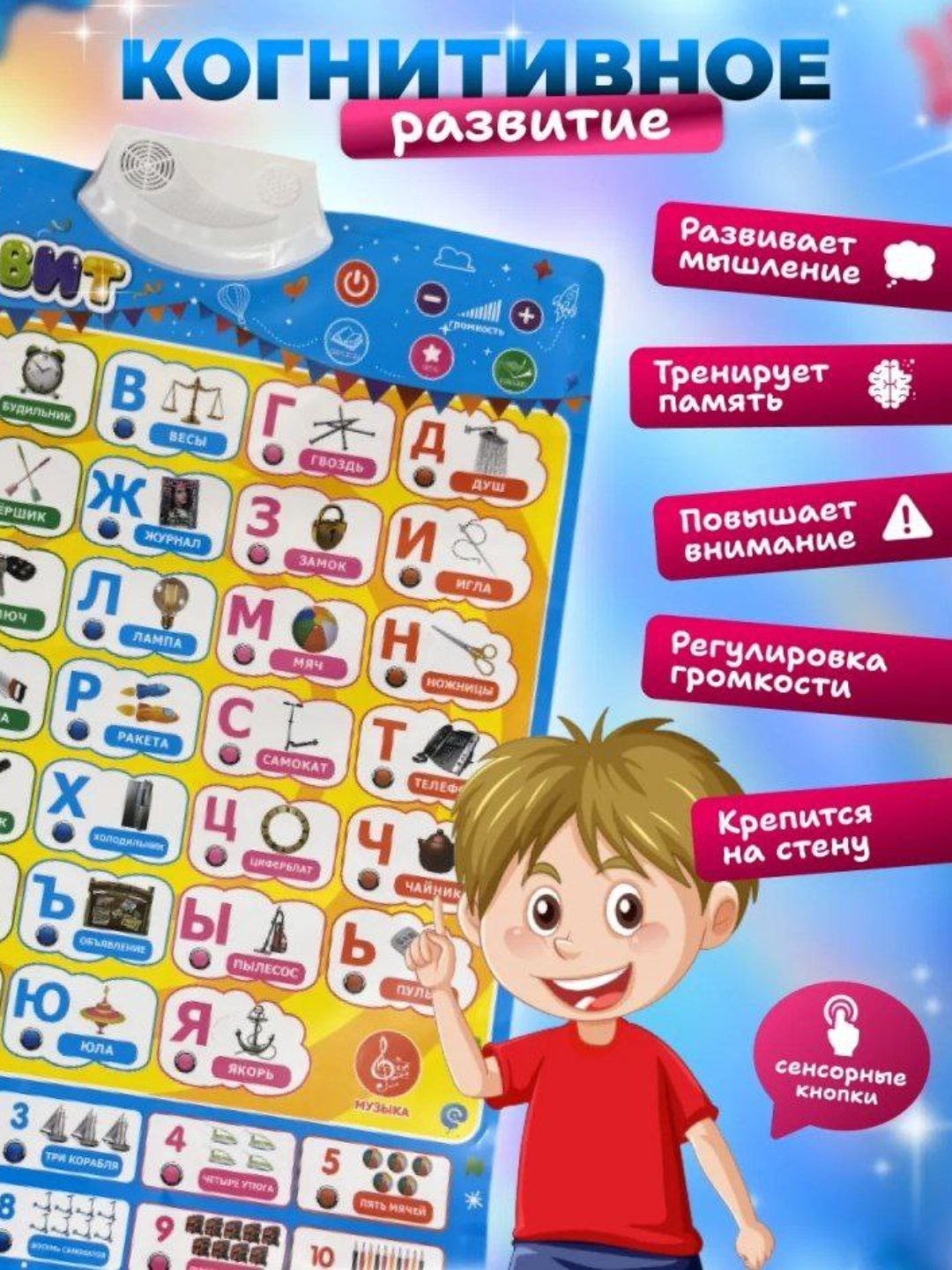 O'zbek,rus va ingliz tilidagi alifbo,harf va raqamlarning interaktiv gapiruvchi trenajyori