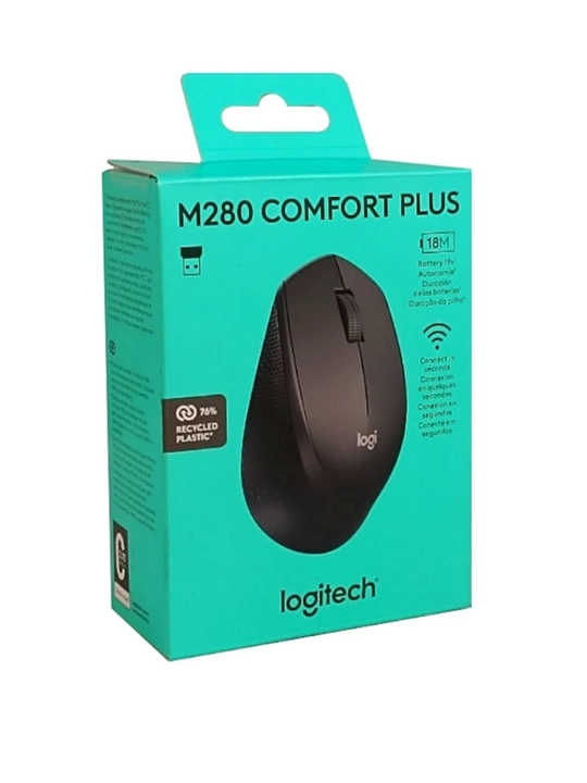 Logitech M280 Comfort Plus Simsiz Sichqoncha, 1000 DPI, USB Nano Qabul Qilgichli