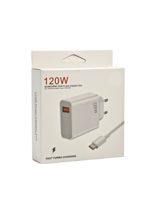 120W quvvatli zaryadlovchi qurilma Type-C kabel bilan, tezkor zaryadlash, USB adapter, 1 m