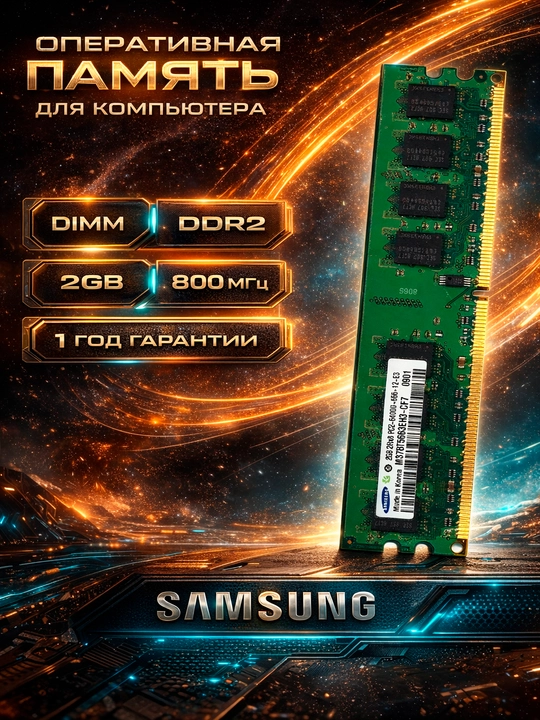 Оперативная память DDR2, 2gb, 800mhz PC2-6400U для пк ОЗУ  - 