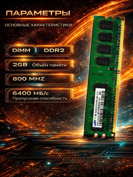 Operativ xotira ddr2, 2gb, 800mhz kompyuter uchun PC2-6400U OZU 