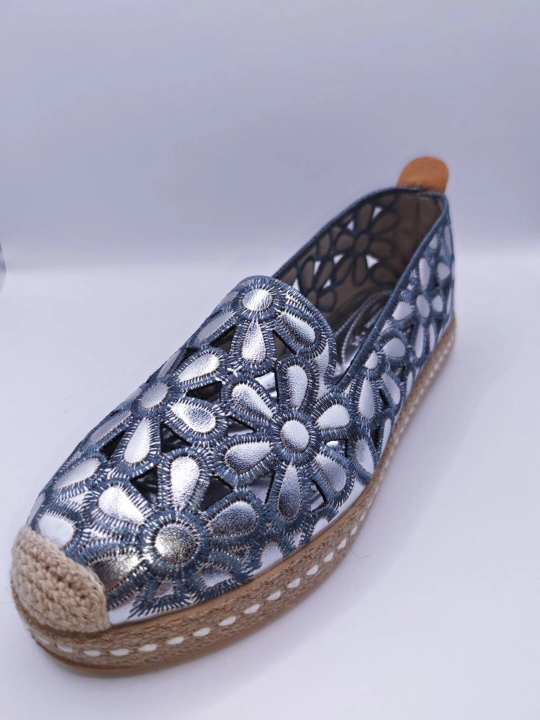 Ayollar uchun gulli naqshli espadril, charm stelka, Turkiya