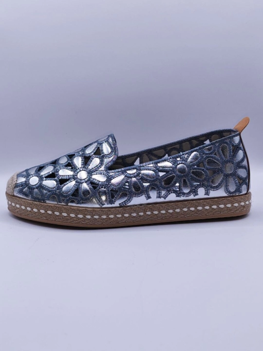 Ayollar uchun gulli naqshli espadril, charm stelka, Turkiya