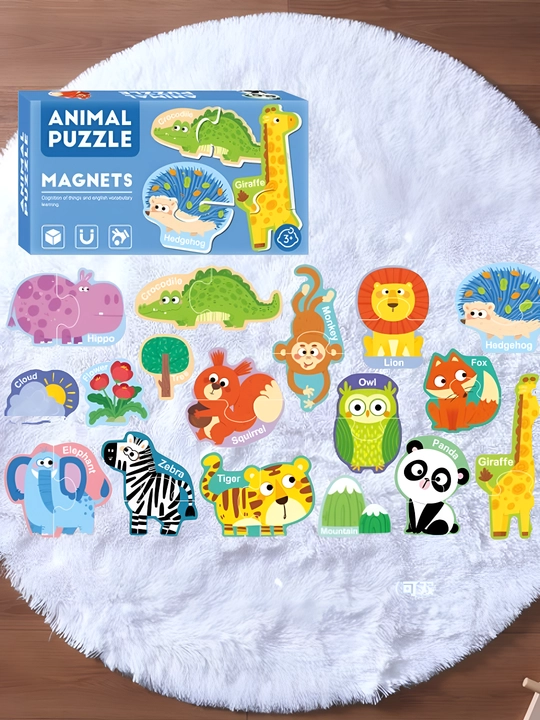 Magnitli puzzle bolalar uchun harflar raqamlar hayvonlar transport okean ferma 3+ - 
