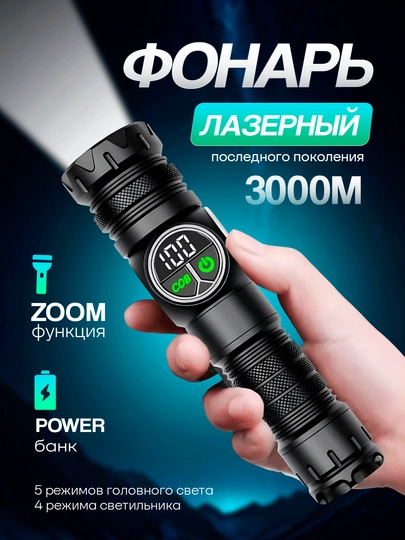 Тактический фонарь JIUGEN JGPRO/BX-57 с ZOOM-фокусом, USB-C зарядкой и водозащитой IPX6 — TACKIDS-IDCASEFONARLAR-ШОКОЛ