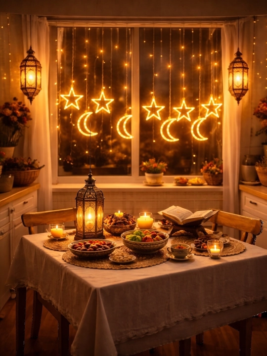 Ramazon, EID, RAMADAN MUBORAK uchun LED girlyanda svetlari bezaklar - 