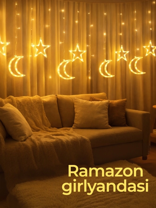Ramazon, EID, RAMADAN MUBORAK uchun LED girlyanda svetlari bezaklar