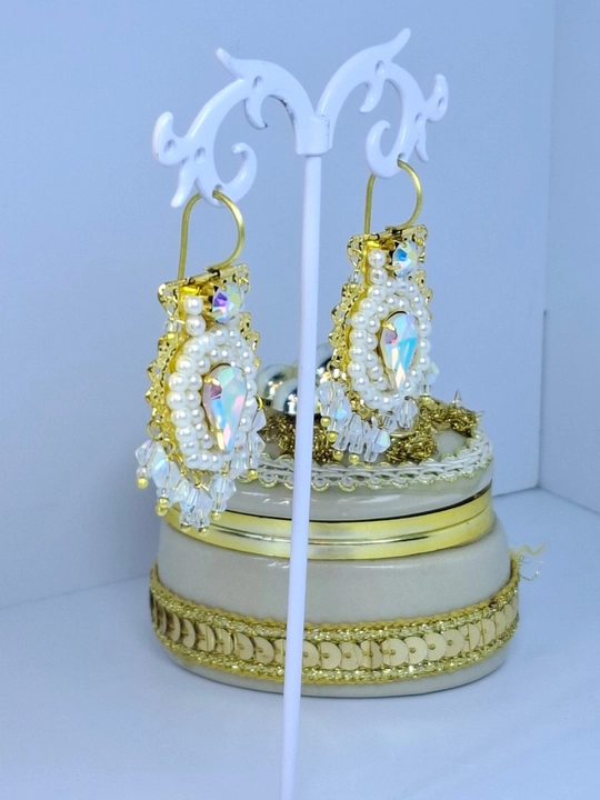 Серьги бижутерия с зелёным камнем и жемчугом, вечерние женские, восточный стиль
