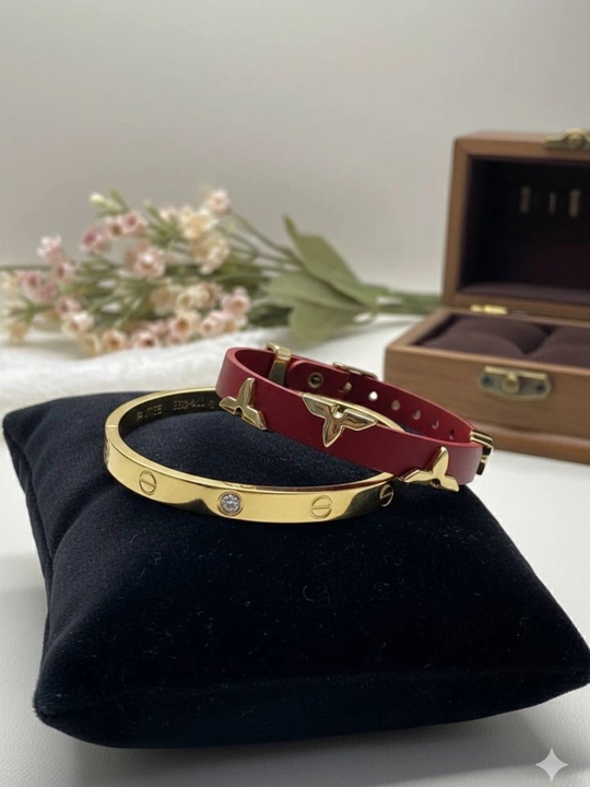 Браслет Cartier с ремешком, комплект из двух, стильный и прочный - 