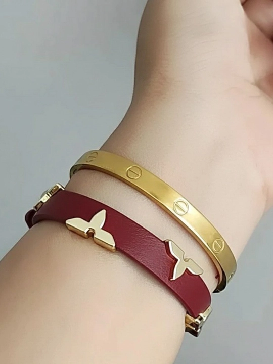 Браслет Cartier с ремешком, комплект из двух, стильный и прочный