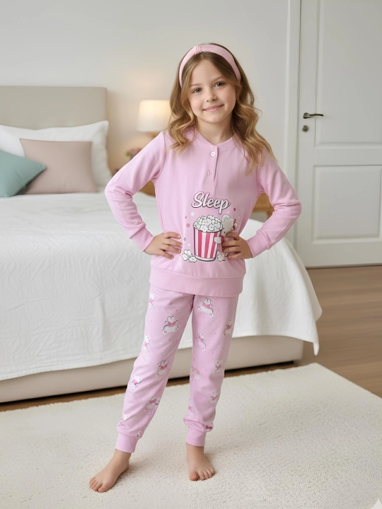 Yumshoq paxtali pijama, qizlar uchun uy kiyimi, 3-7 yoshli bolalar uchun