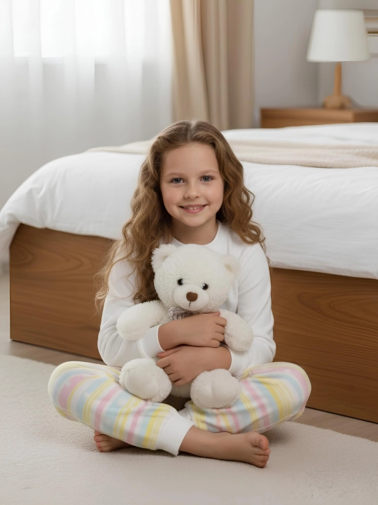 Yumshoq paxtali pijama, qizlar uchun uy kiyimi, 3-7 yoshli bolalar uchun