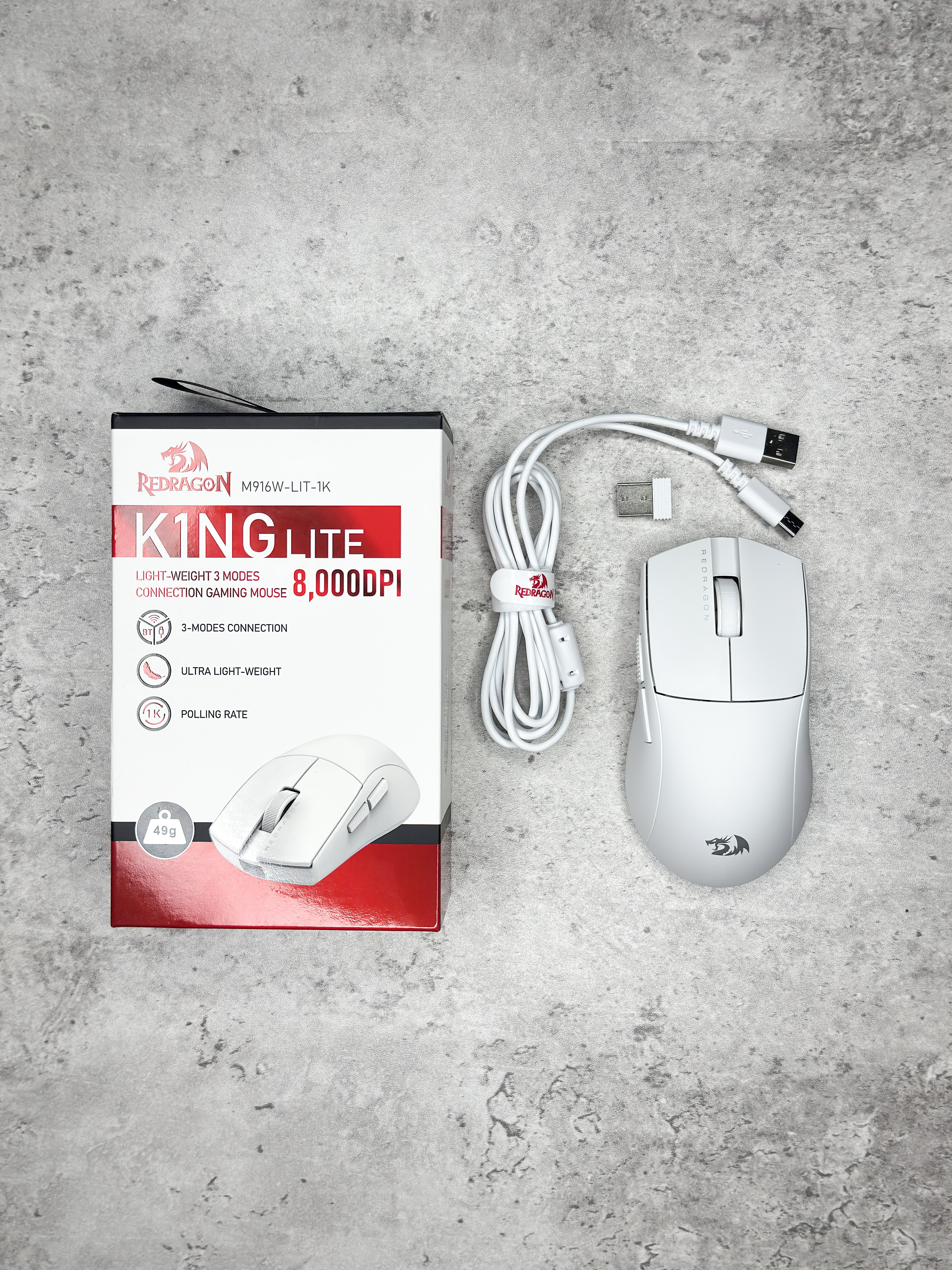Redragon King LITE m916w-LIT-1K o'yin sichqonchasi, simsiz, 1K, 8000 DPI