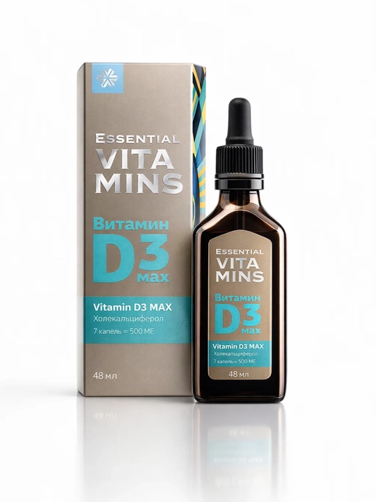 D3 MAX vitamini 500 XB, tomchili, bolalar va kattalar uchun,MCT yog‘ida,Essential Vitamins