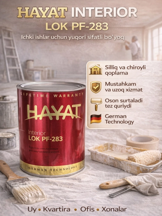 HAYAT Interior LOK PF-283 (Лак для внутренних работ, 3 кг) - 