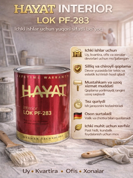 HAYAT Interior LOK PF-283 (Лак для внутренних работ, 3 кг)