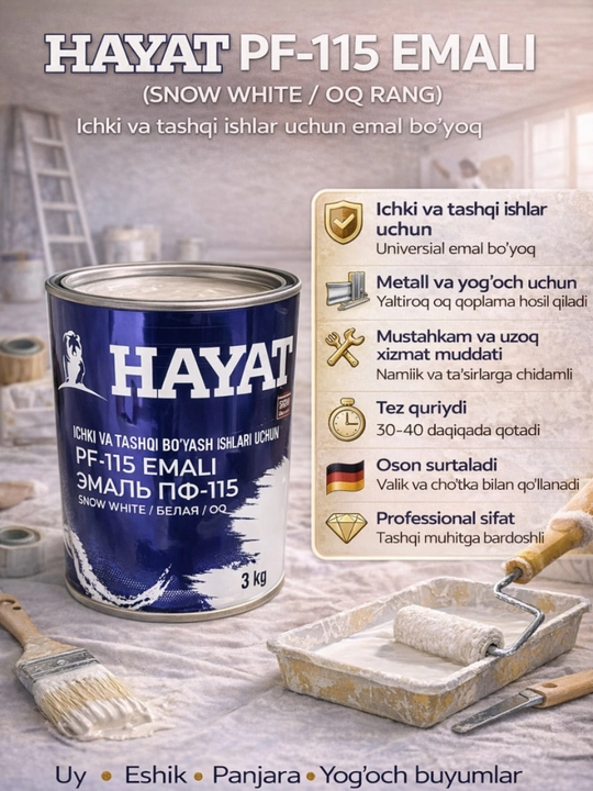 HAYAT PF-115 Emali – Oq rang (Snow White), 3 kg - 