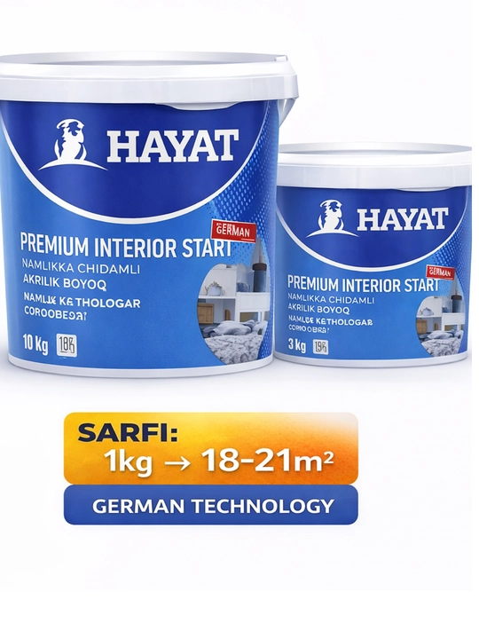 HAYAT  Interior Start – akril bo'yoq (25 kg, 20 kg, 10 kg, 4 kg)