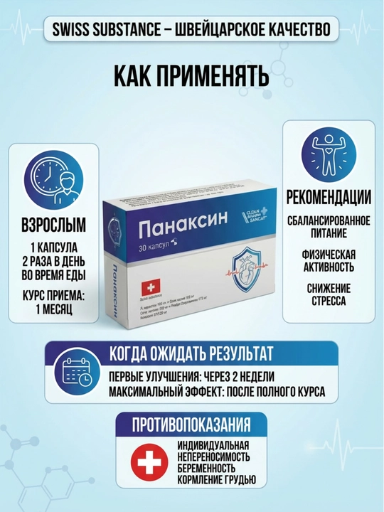 Панаксин — комплекс для сердца и сосудов, 30 капсул