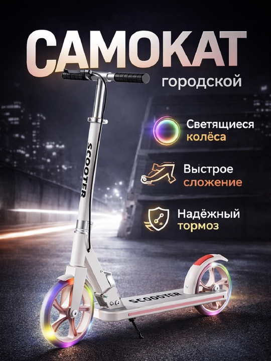 Подростковый двухколёсный самокат, для города и активных прогулок - 
