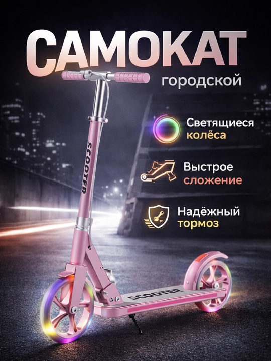Подростковый двухколёсный самокат, для города и активных прогулок - 