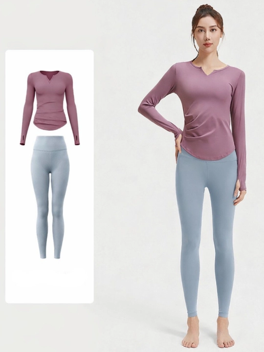 Sport kostyumi, 2 tasi 1 da, ayol va qizlar uchun futbolka va leggins to'plami
