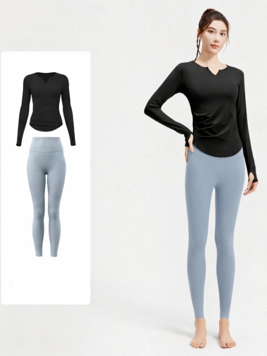 Sport kostyumi, 2 tasi 1 da, ayol va qizlar uchun futbolka va leggins to'plami