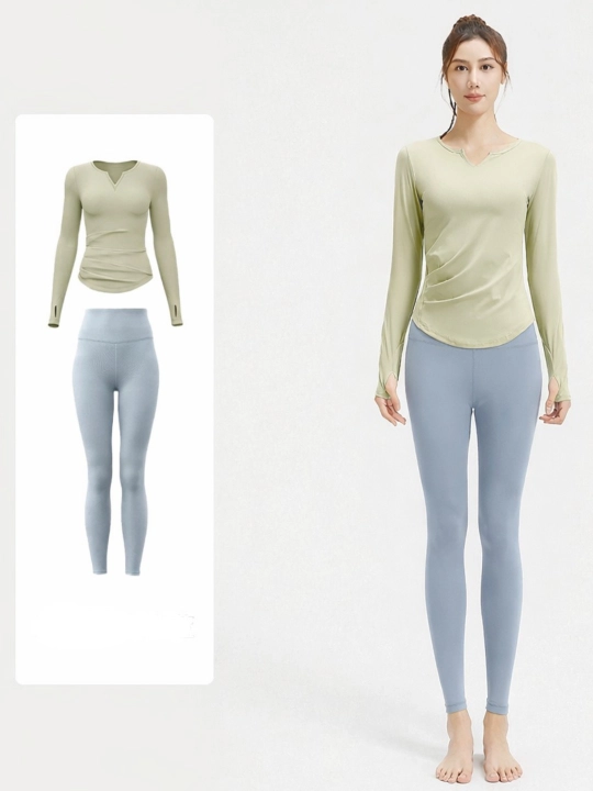 Sport kostyumi, 2 tasi 1 da, ayol va qizlar uchun futbolka va leggins to'plami