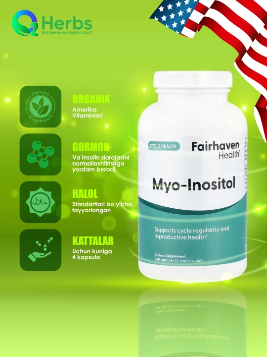 Myo-Inozitol, Fairhaven Health, 240 kapsula - 